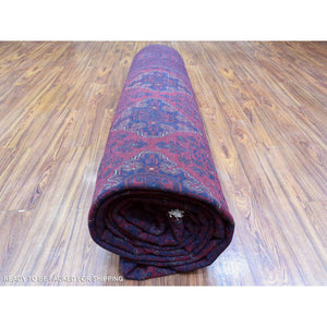10'x19'2" Deep And Saturated Red, Hand Knotted Afghan Khamyab With Tribal Medallions, Extra Soft Wool, Oversized Oriental Rug FWR433968