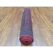 Load image into Gallery viewer, 2&#39;10&quot;x10&#39; Deep And Saturated Red, Soft And Shiny Wool Hand Knotted, Afghan Khamyab With Tribal Medallion Design, Runner Oriental Rug FWR434028