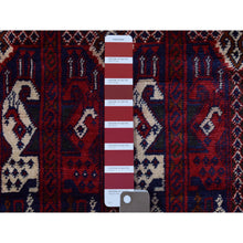 Load image into Gallery viewer, 3&#39;x12&#39;5&quot; Deep And Saturated Red, Afghan Khamyab With Geometric Design, Soft And Velvety Wool Hand Knotted, Wide Runner Oriental Rug FWR434040