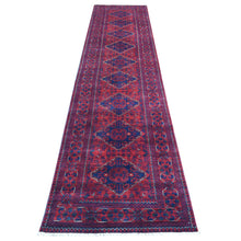 Load image into Gallery viewer, 2&#39;10&quot;x13&#39; Deep and Saturated Red, Afghan Khamyab with Tribal Medallions Design, Soft and Shiny Wool Hand Knotted, Runner Oriental Rug FWR434076