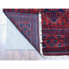 Load image into Gallery viewer, 2&#39;10&quot;x13&#39; Deep and Saturated Red, Afghan Khamyab with Tribal Medallions Design, Soft and Shiny Wool Hand Knotted, Runner Oriental Rug FWR434076