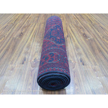 Load image into Gallery viewer, 2&#39;10&quot;x13&#39; Deep and Saturated Red, Afghan Khamyab with Tribal Medallions Design, Soft and Shiny Wool Hand Knotted, Runner Oriental Rug FWR434076