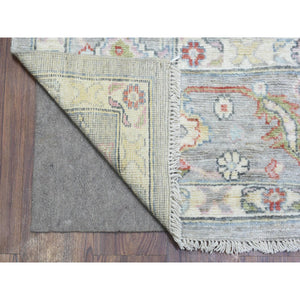 8'1"x10'1" Light Gray, Hand Knotted Afghan Angora Oushak, Natural Dyes Soft Wool, Oriental Rug FWR434094