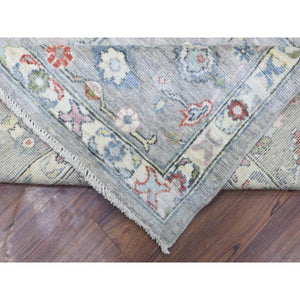 8'1"x10'1" Light Gray, Hand Knotted Afghan Angora Oushak, Natural Dyes Soft Wool, Oriental Rug FWR434094