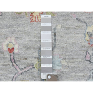 8'1"x10'1" Light Gray, Hand Knotted Afghan Angora Oushak, Natural Dyes Soft Wool, Oriental Rug FWR434094
