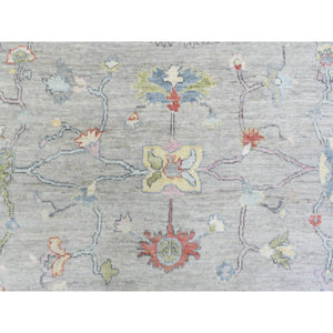 8'1"x10'1" Light Gray, Hand Knotted Afghan Angora Oushak, Natural Dyes Soft Wool, Oriental Rug FWR434094
