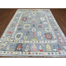 Load image into Gallery viewer, 8&#39;x10&#39;7&quot; Light Gray, Afghan Angora Oushak With All Over Colorful Flowers Natural Dyes, Pure Wool Hand Knotted, Oriental Rug FWR434292