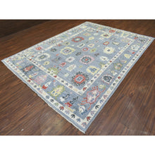 Load image into Gallery viewer, 8&#39;x10&#39;7&quot; Light Gray, Afghan Angora Oushak With All Over Colorful Flowers Natural Dyes, Pure Wool Hand Knotted, Oriental Rug FWR434292