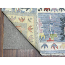 Load image into Gallery viewer, 8&#39;x10&#39;7&quot; Light Gray, Afghan Angora Oushak with All Over Colorful Flowers Natural Dyes, Pure Wool Hand Knotted, Oriental Rug FWR434292