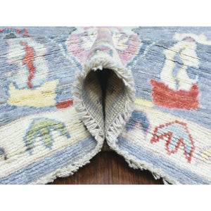 8'x10'7" Light Gray, Afghan Angora Oushak with All Over Colorful Flowers Natural Dyes, Pure Wool Hand Knotted, Oriental Rug FWR434292