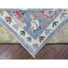 Load image into Gallery viewer, 8&#39;x10&#39;7&quot; Light Gray, Afghan Angora Oushak with All Over Colorful Flowers Natural Dyes, Pure Wool Hand Knotted, Oriental Rug FWR434292