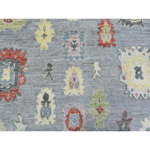 8'x10'7" Light Gray, Afghan Angora Oushak with All Over Colorful Flowers Natural Dyes, Pure Wool Hand Knotted, Oriental Rug FWR434292