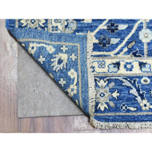 Load image into Gallery viewer, 4&#39;3&quot;x11&#39;9&quot; Cobalt Blue, Fine Peshawar With Heriz Design, Natural Dyes Densely Woven, Soft Organic Wool Hand Knotted, Wide Runner Oriental Rug FWR434310