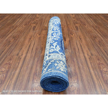 Load image into Gallery viewer, 4&#39;3&quot;x11&#39;9&quot; Cobalt Blue, Fine Peshawar With Heriz Design, Natural Dyes Densely Woven, Soft Organic Wool Hand Knotted, Wide Runner Oriental Rug FWR434310