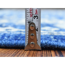 Load image into Gallery viewer, 4&#39;3&quot;x11&#39;9&quot; Cobalt Blue, Fine Peshawar With Heriz Design, Natural Dyes Densely Woven, Soft Organic Wool Hand Knotted, Wide Runner Oriental Rug FWR434310