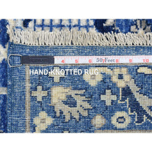 Load image into Gallery viewer, 4&#39;3&quot;x11&#39;9&quot; Cobalt Blue, Fine Peshawar With Heriz Design, Natural Dyes Densely Woven, Soft Organic Wool Hand Knotted, Wide Runner Oriental Rug FWR434310