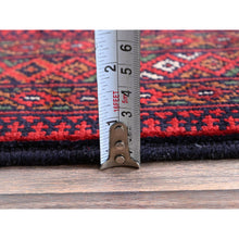 Load image into Gallery viewer, 2&#39;8&quot;x3&#39;9&quot; Scarlet Red, Princess Bokara With Geometric Medallions Design, Soft Wool, Vegetable Dyes, Hand Knotted, Mat, Sample, Oriental Rug FWR4338