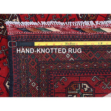 Load image into Gallery viewer, 2&#39;8&quot;x3&#39;9&quot; Scarlet Red, Princess Bokara With Geometric Medallions Design, Soft Wool, Vegetable Dyes, Hand Knotted, Mat, Sample, Oriental Rug FWR4338