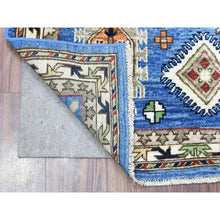Load image into Gallery viewer, 3&#39;7&quot;x5&#39;4&quot; Light Blue, Hand Knotted Afghan Ersari With Large Elements Design, Natural Dyes Soft And Lush Pile Wool, Oriental Rug FWR434478