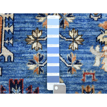 Load image into Gallery viewer, 3&#39;7&quot;x5&#39;4&quot; Light Blue, Hand Knotted Afghan Ersari With Large Elements Design, Natural Dyes Soft And Lush Pile Wool, Oriental Rug FWR434478