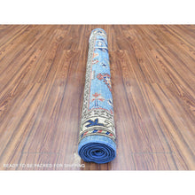 Load image into Gallery viewer, 3&#39;7&quot;x5&#39;4&quot; Light Blue, Hand Knotted Afghan Ersari With Large Elements Design, Natural Dyes Soft And Lush Pile Wool, Oriental Rug FWR434478