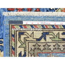 Load image into Gallery viewer, 3&#39;7&quot;x5&#39;4&quot; Light Blue, Hand Knotted Afghan Ersari With Large Elements Design, Natural Dyes Soft And Lush Pile Wool, Oriental Rug FWR434478