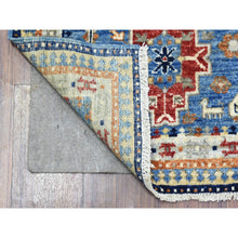 Load image into Gallery viewer, 4&#39;x5&#39;10&quot; Light Blue, Extra Soft Wool Hand Knotted, Afghan Ersari with Large Elements Design Natural Dyes, Oriental Rug FWR434490