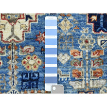 Load image into Gallery viewer, 4&#39;x5&#39;10&quot; Light Blue, Extra Soft Wool Hand Knotted, Afghan Ersari with Large Elements Design Natural Dyes, Oriental Rug FWR434490