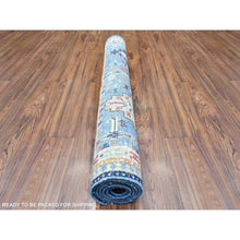 Load image into Gallery viewer, 4&#39;x5&#39;10&quot; Light Blue, Extra Soft Wool Hand Knotted, Afghan Ersari with Large Elements Design Natural Dyes, Oriental Rug FWR434490