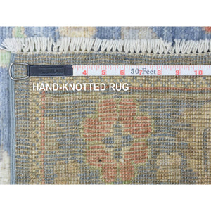2'7"x15'10" Light Blue, Soft Wool Hand Knotted, Afghan Angora Oushak With All Over Colorful Flowers Natural Dyes, Xl Runner Oriental Rug FWR434520