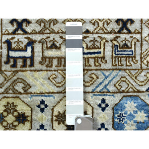 2'10"x8'4" Light Gray, Hand Knotted Afghan Ersari With Hutchlu Design, Natural Dyes Soft Lush Pile Pure Wool, Runner Oriental Rug FWR434574