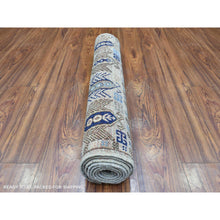 Load image into Gallery viewer, 2&#39;10&quot;x8&#39;4&quot; Light Gray, Hand Knotted Afghan Ersari With Hutchlu Design, Natural Dyes Soft Lush Pile Pure Wool, Runner Oriental Rug FWR434574
