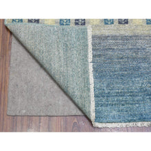 Load image into Gallery viewer, 9&#39;x11&#39;9&quot; Light Blue, Afghan Kashkuli Gabbeh Stripe Design, Natural Dyes Fine Weave, Pure Wool Hand Knotted, Oriental Rug FWR434670