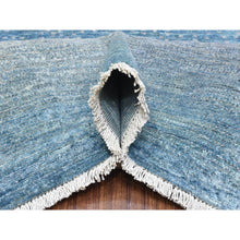 Load image into Gallery viewer, 9&#39;x11&#39;9&quot; Light Blue, Afghan Kashkuli Gabbeh Stripe Design, Natural Dyes Fine Weave, Pure Wool Hand Knotted, Oriental Rug FWR434670