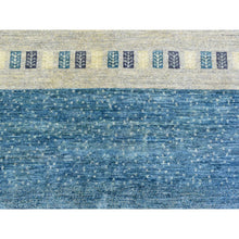 Load image into Gallery viewer, 9&#39;x11&#39;9&quot; Light Blue, Afghan Kashkuli Gabbeh Stripe Design, Natural Dyes Fine Weave, Pure Wool Hand Knotted, Oriental Rug FWR434670
