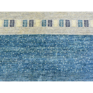 9'x11'9" Light Blue, Afghan Kashkuli Gabbeh Stripe Design, Natural Dyes Fine Weave, Pure Wool Hand Knotted, Oriental Rug FWR434670