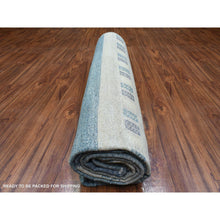 Load image into Gallery viewer, 9&#39;x11&#39;9&quot; Light Blue, Afghan Kashkuli Gabbeh Stripe Design, Natural Dyes Fine Weave, Pure Wool Hand Knotted, Oriental Rug FWR434670