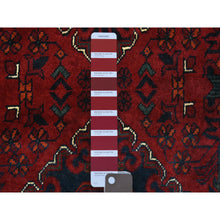 Load image into Gallery viewer, 3&#39;x9&#39;10&quot; Deep and Saturated Red with Geometric Design, Hand Knotted Afghan Khamyab, Velvety Wool Runner Oriental Rug FWR434970