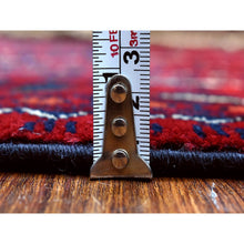 Load image into Gallery viewer, 3&#39;x9&#39;10&quot; Deep and Saturated Red with Geometric Design, Hand Knotted Afghan Khamyab, Velvety Wool Runner Oriental Rug FWR434970