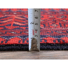 Load image into Gallery viewer, 2&#39;9&quot;x3&#39;10&quot; Ruby Red, Afghan Khamyab With Geometric Pattern, Soft And Velvety Wool, Hand Knotted, Vegetable Dyes, Sample, Mat, Oriental Rug FWR4344