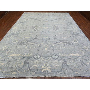 10'2"x13'10" Gray Extra Soft Wool Afghan Angora Oushak With Flowing And Open Design Natural Dyes Hand Knotted Oriental Rug FWR435132