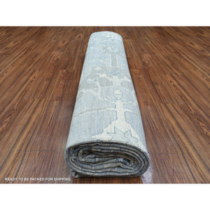 10'2"x13'10" Gray Extra Soft Wool Afghan Angora Oushak With Flowing And Open Design Natural Dyes Hand Knotted Oriental Rug FWR435132