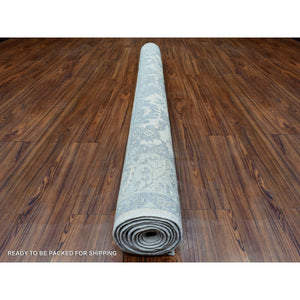 6'1"x9' Ivory, Hand Knotted Fine Peshawar With Heriz Design, Natural Dyes Densely Woven, Soft Organic Wool, Oriental Rug FWR435216