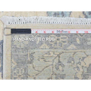 6'1"x9' Ivory, Hand Knotted Fine Peshawar With Heriz Design, Natural Dyes Densely Woven, Soft Organic Wool, Oriental Rug FWR435216