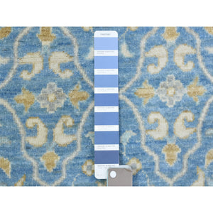2'7"x7'7" Light Blue, Fine Peshawar With Ziegler Mahal Design, Natural Dyes Densely Woven, Velvety Wool Hand Knotted, Runner Oriental Rug FWR435228