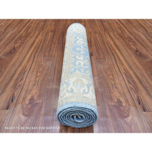 Load image into Gallery viewer, 2&#39;7&quot;x7&#39;7&quot; Light Blue, Fine Peshawar With Ziegler Mahal Design, Natural Dyes Densely Woven, Velvety Wool Hand Knotted, Runner Oriental Rug FWR435228