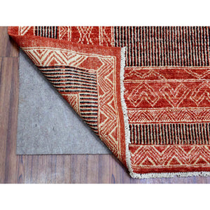 9'x11'9" Brick Red, Extra Soft Wool Hand Knotted, Fine Peshawar With Intricate Geometric Motifs Dense Weave, Oriental Rug FWR435450