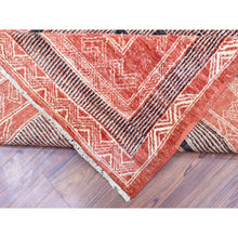 Load image into Gallery viewer, 9&#39;x11&#39;9&quot; Brick Red, Extra Soft Wool Hand Knotted, Fine Peshawar With Intricate Geometric Motifs Dense Weave, Oriental Rug FWR435450