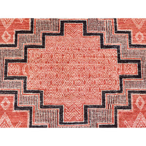 9'x11'9" Brick Red, Extra Soft Wool Hand Knotted, Fine Peshawar With Intricate Geometric Motifs Dense Weave, Oriental Rug FWR435450