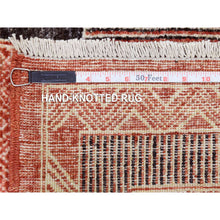 Load image into Gallery viewer, 9&#39;x11&#39;9&quot; Brick Red, Extra Soft Wool Hand Knotted, Fine Peshawar With Intricate Geometric Motifs Dense Weave, Oriental Rug FWR435450